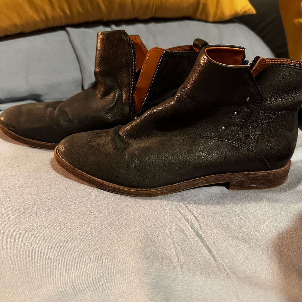 Franco Sarto Brown Ankle Booties with Perforated Detail